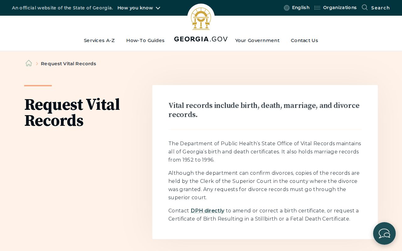 Georgia vital records request options for a Sugar Hill resident lookup